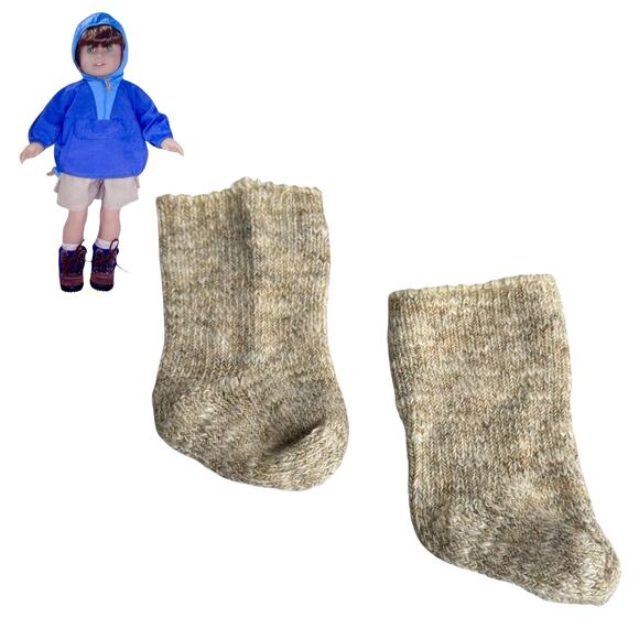 American Girl Doll Socks Hiking Outfit I Pleasant Company 90s Tan Knit Boot Sock - Picture 4 of 5
